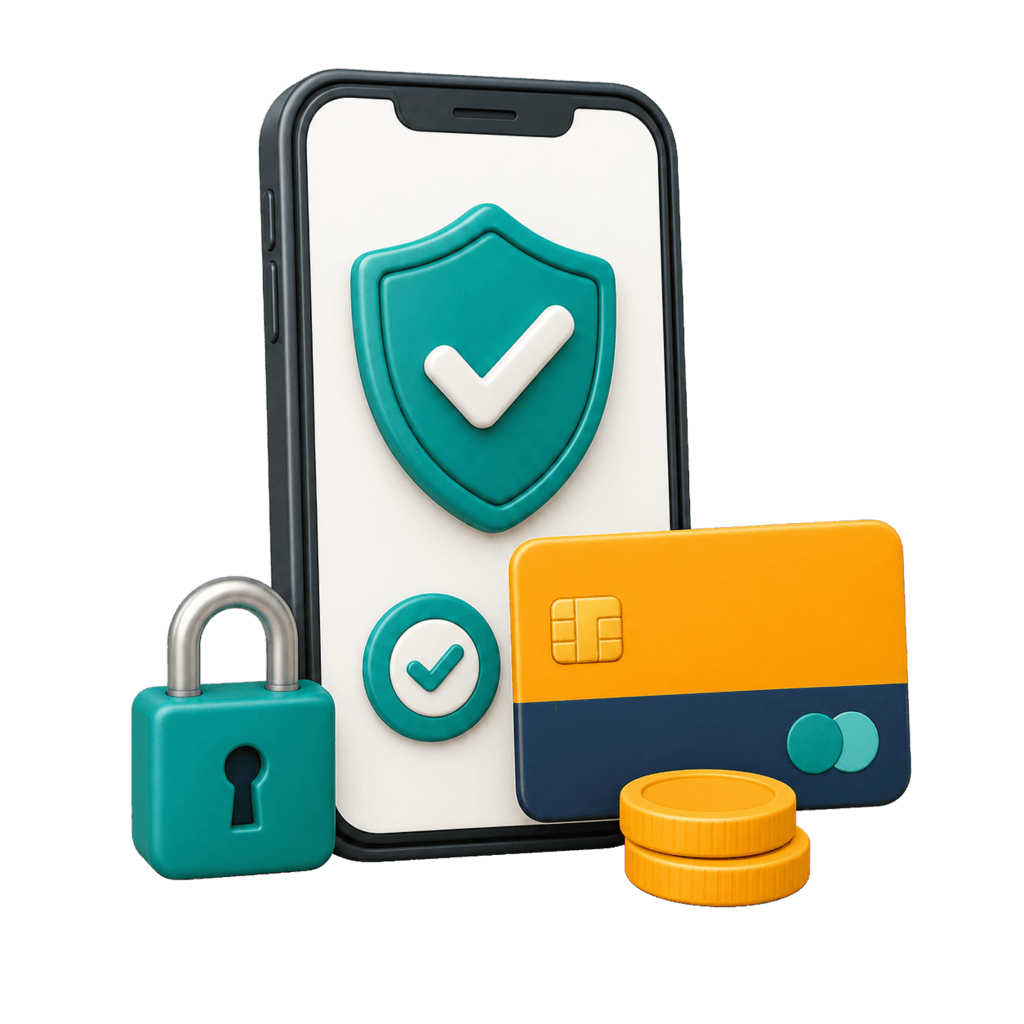 A secure cashless payment confirmed by phone and card